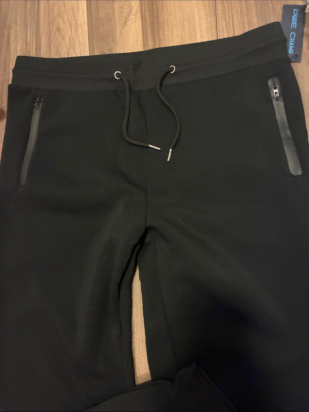Men's Modern Black Slim Fit Joggers With Zipper Side Pockets- NWT